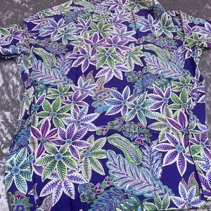 Ralph Lauren Purple Floral & Leaf Print Casual Button-Down Shirt